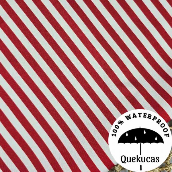 IMPERMEABLE RAYAS CANVAS CHRISTMAS ROJO