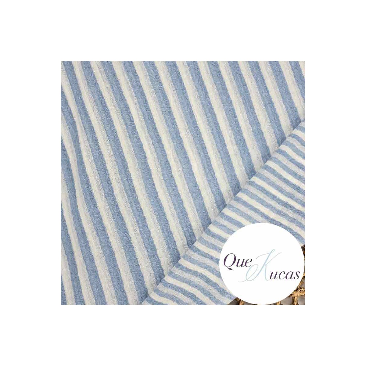 DOBLE GASA RAYAS REVERSIBLE AZUL