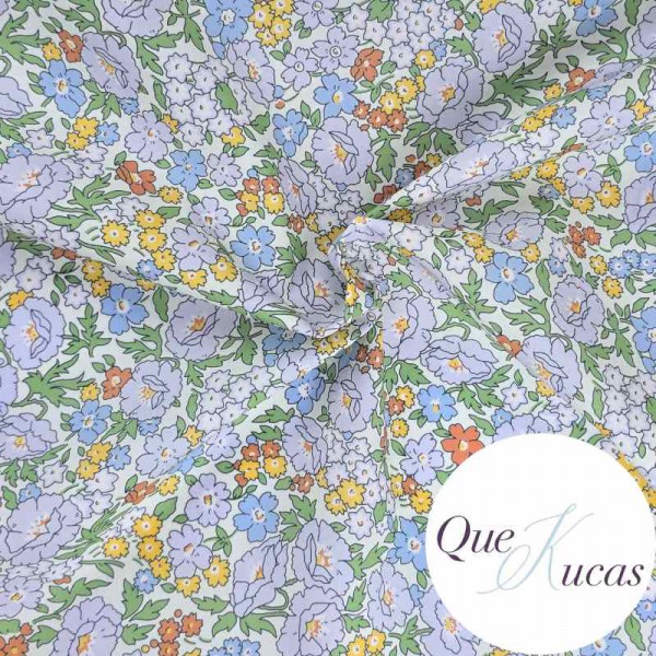 POPELÍN FLORES ARIELLE BLUE