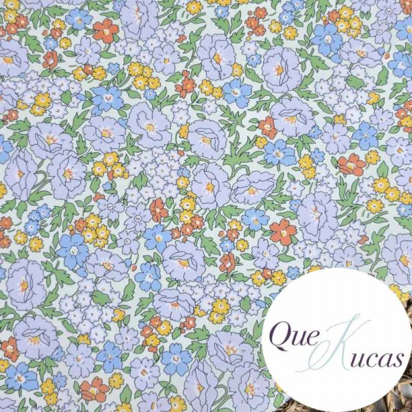 POPELÍN FLORES ARIELLE BLUE