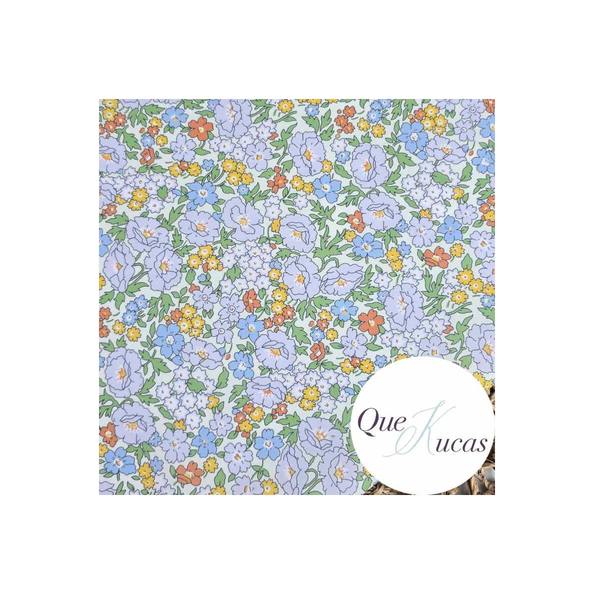 POPELÍN FLORES ARIELLE BLUE