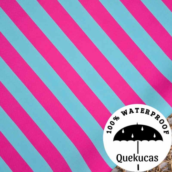 IMPERMEABLE CANVAS RAYAS MALIBÚ FUCSIA/TURQUESA
