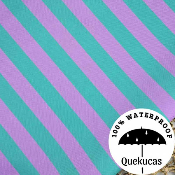 IMPERMEABLE CANVAS RAYAS MALIBÚ LAVANDA/VERDE AGUA