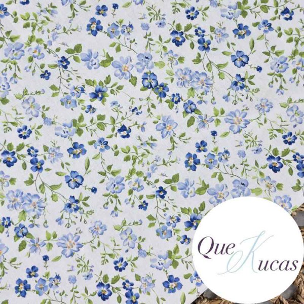 POPELÍN FLORES NUBIA AZUL