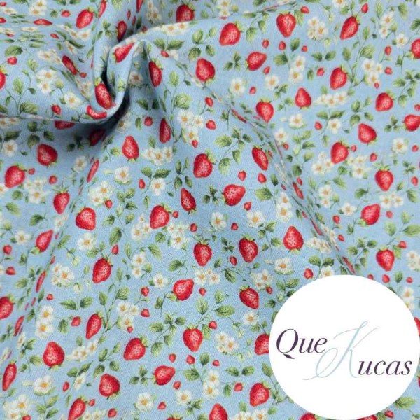 POPELÍN STRAWBERRY AZUL 2
