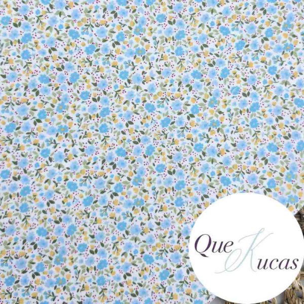 POPELÍN FLORES ZIARA AZUL
