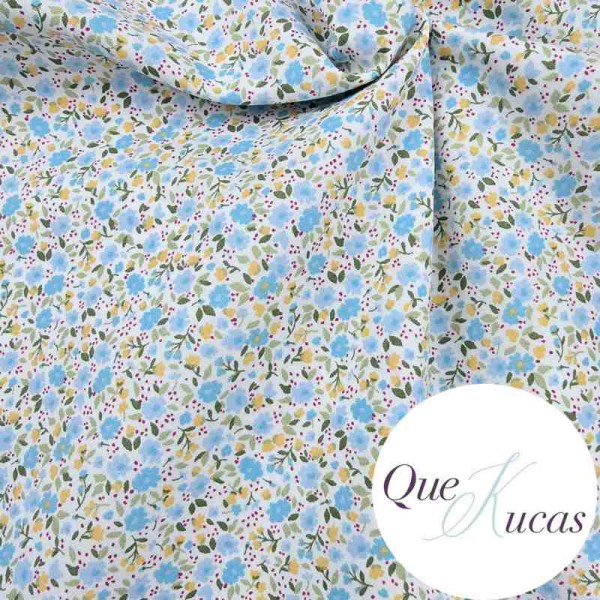 POPELÍN FLORES ZIARA AZUL