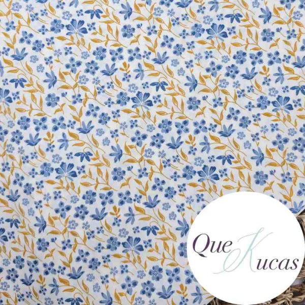 POPELÍN FLORES OFFELIA AZUL