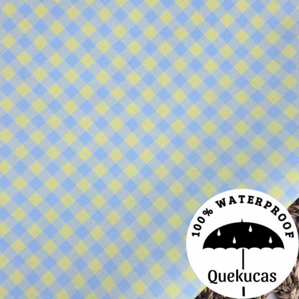 IMPERMEABLE CANVAS VICHY BICOLOR AZUL/AMARILLO