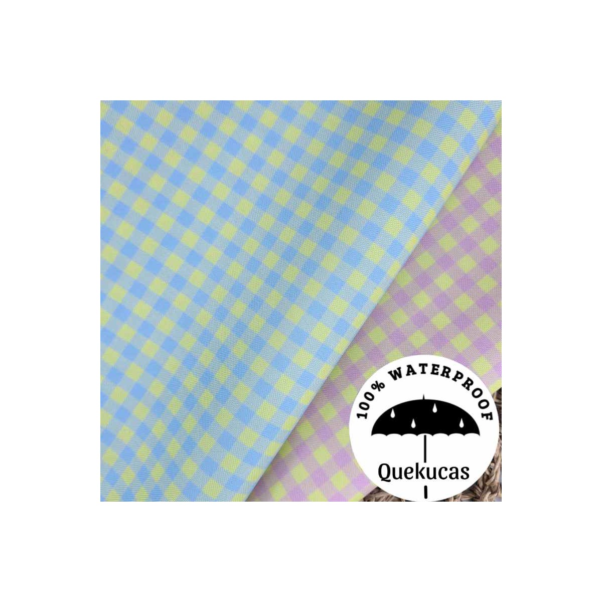 IMPERMEABLE CANVAS VICHY BICOLOR AZUL/AMARILLO