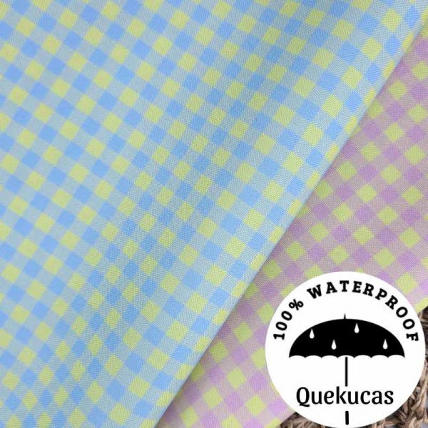 IMPERMEABLE CANVAS VICHY BICOLOR AZUL/AMARILLO