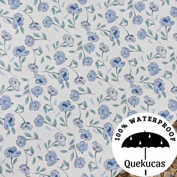 IMPERMEABLE CANVAS FLOR MÍA AZUL
