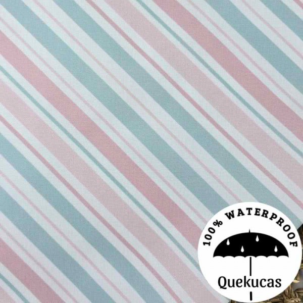 IMPERMEABLE CANVAS RAYAS MÍA ROSA