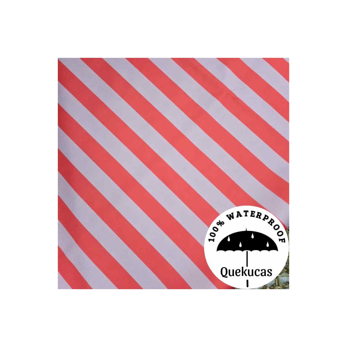 IMPERMEABLE CANVAS RAYAS MALIBU ROJO/ROSA CLARO