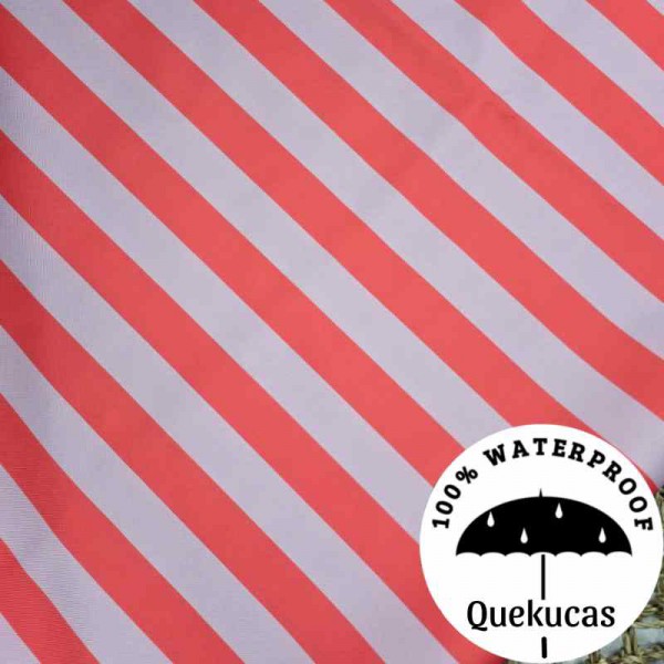 IMPERMEABLE CANVAS RAYAS MALIBU ROJO/ROSA CLARO