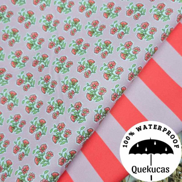 IMPERMEABLE CANVAS RAYAS MALIBU ROJO/ROSA CLARO