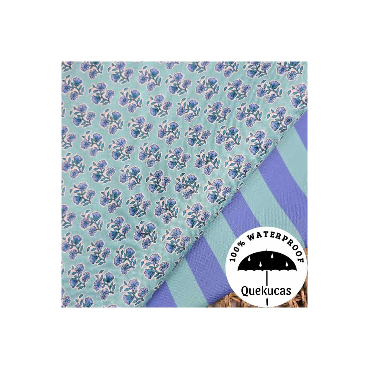 IMPERMEABLE CANVAS RAYAS MALIBU AZUL PROVENZA/AQUA