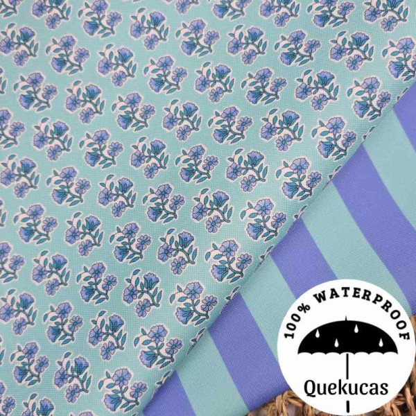 IMPERMEABLE CANVAS RAYAS MALIBU AZUL PROVENZA/AQUA