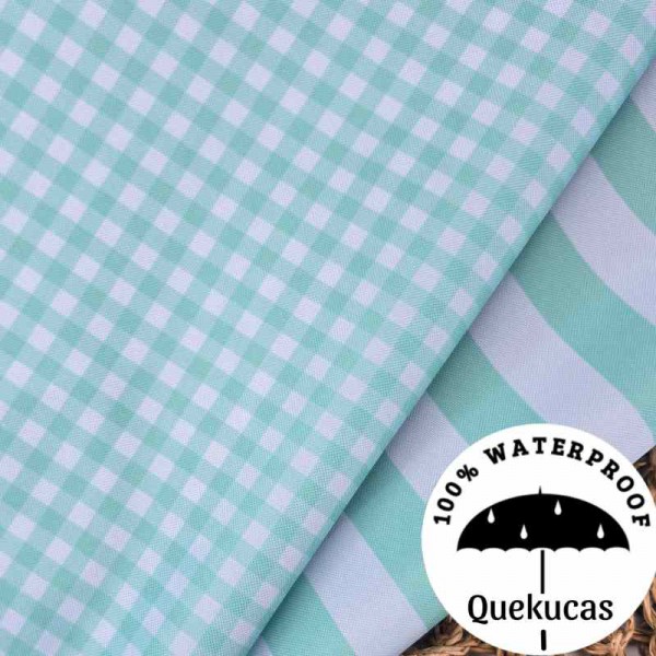 IMPERMEABLE CANVAS VICHY BICOLOR AZUL/ VERDE AGUA 2