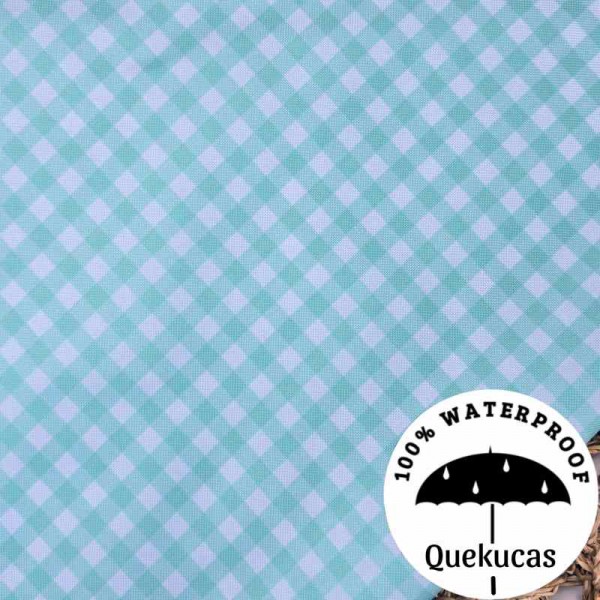 IMPERMEABLE CANVAS VICHY BICOLOR AZUL/ VERDE AGUA