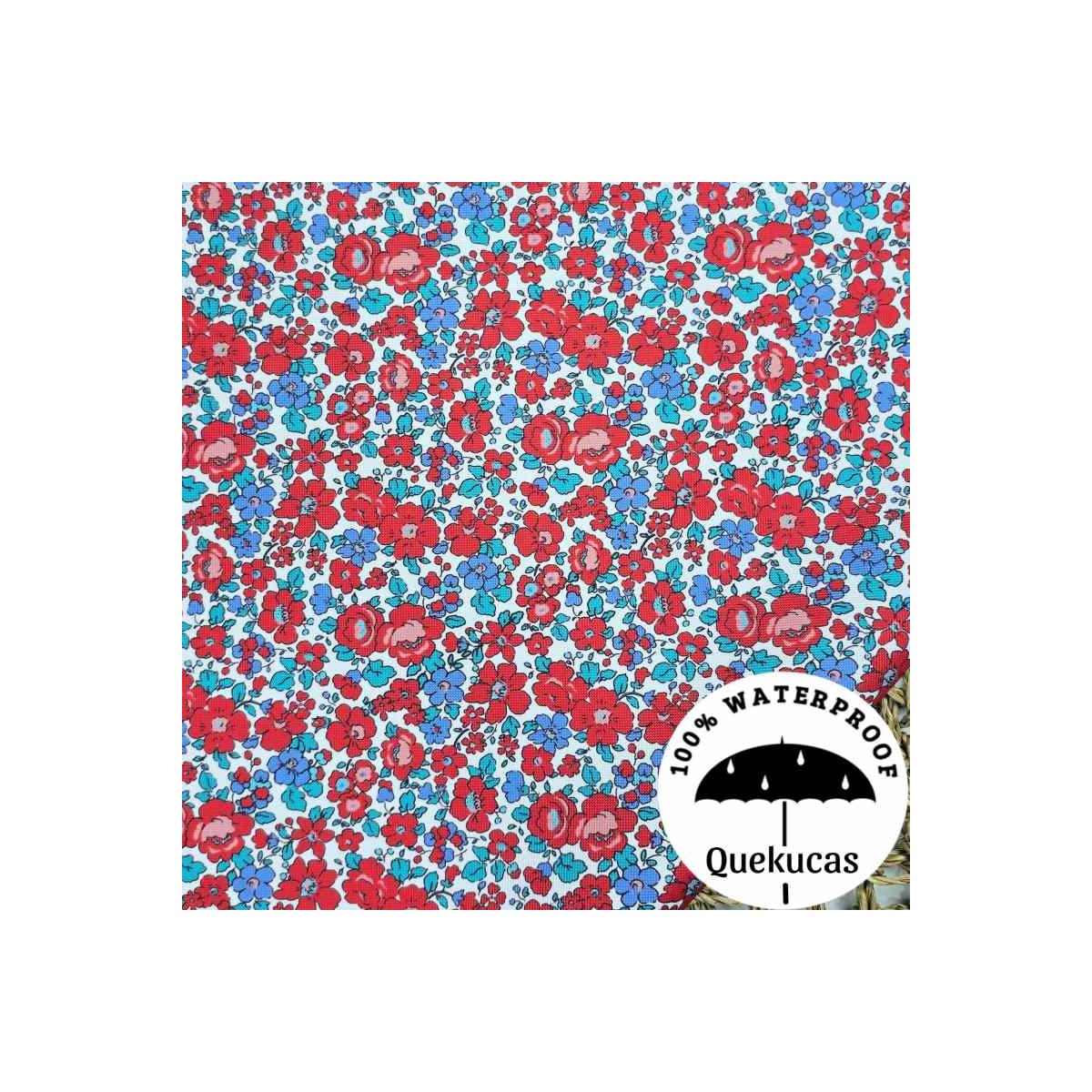IMPERMEABLE CANVAS FLOR INÉS ROJO