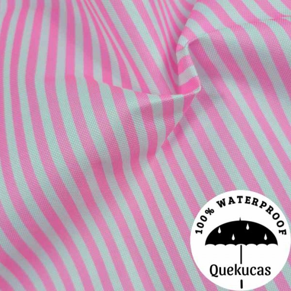 IMPERMEABLE CANVAS RAYAS SLIM ROSA FLÚOR 2