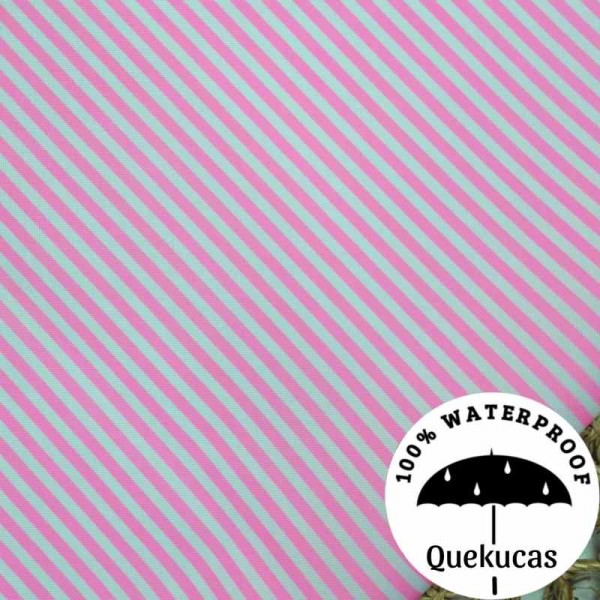 IMPERMEABLE CANVAS RAYAS SLIM ROSA FLÚOR