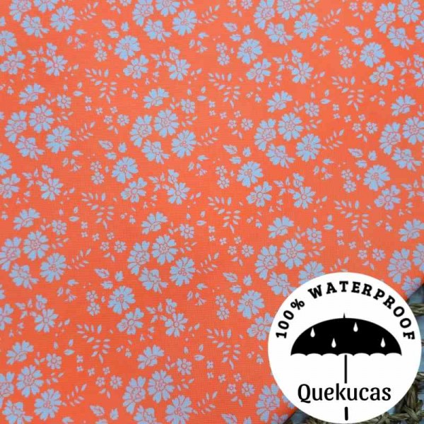 IMPERMEABLE CANVAS FLORES EMILY NARANJA FLÚOR