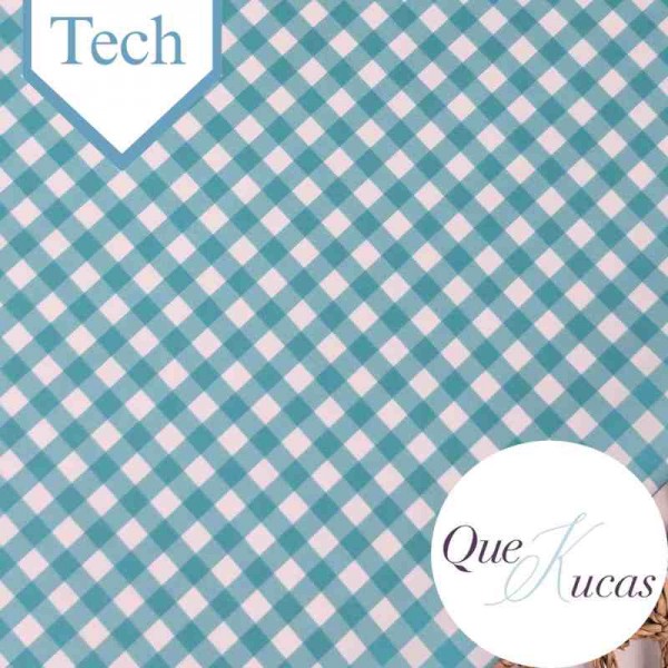 POPELÍN TECH VICHY AGUAMARINA