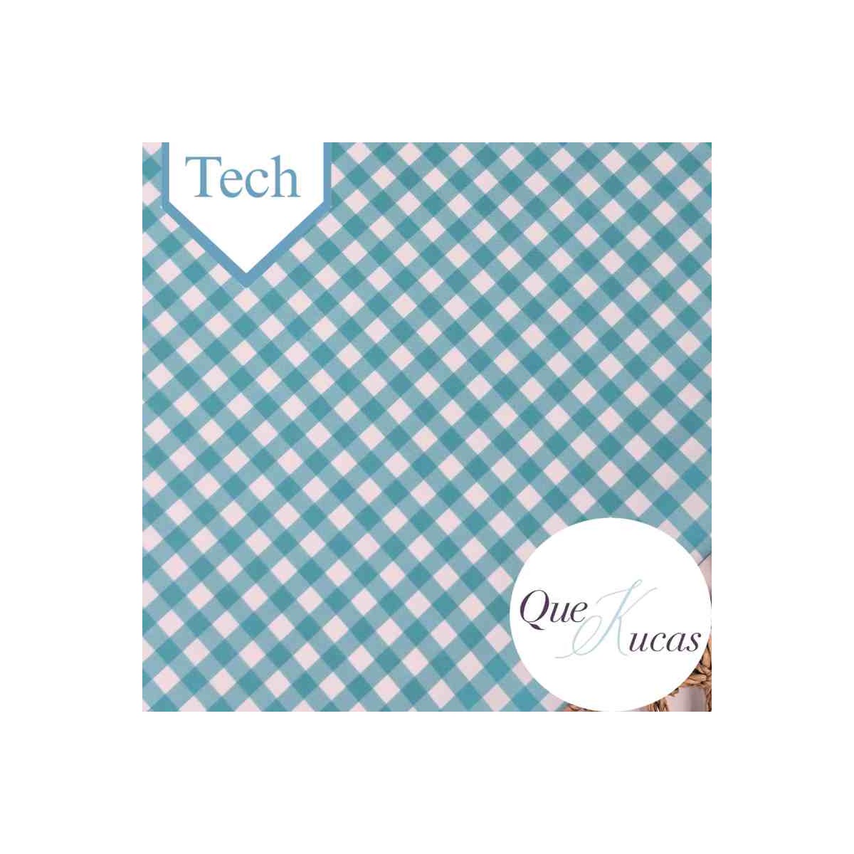 POPELÍN TECH VICHY AGUAMARINA