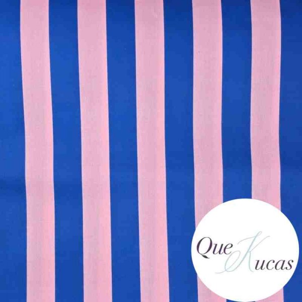 POPELÍN RAYAS FLORIDA AZULÓN/ROSA 2
