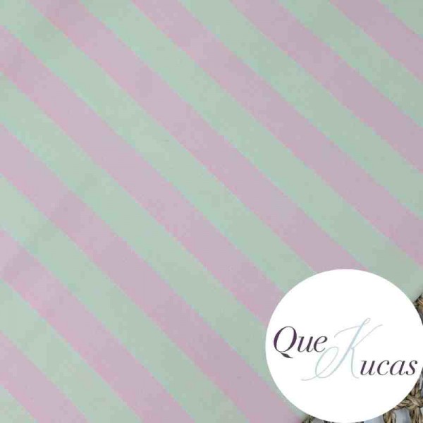 POPELÍN RAYAS FLORIDA ROSA/VERDE PASTEL