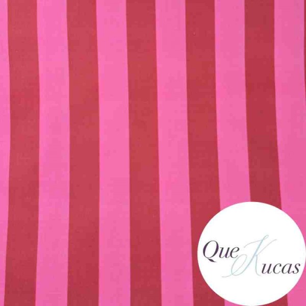 POPELÍN RAYAS FLORIDA ROSA/VINO 2