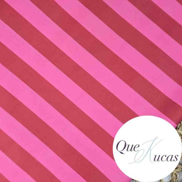 POPELÍN RAYAS FLORIDA ROSA/VINO