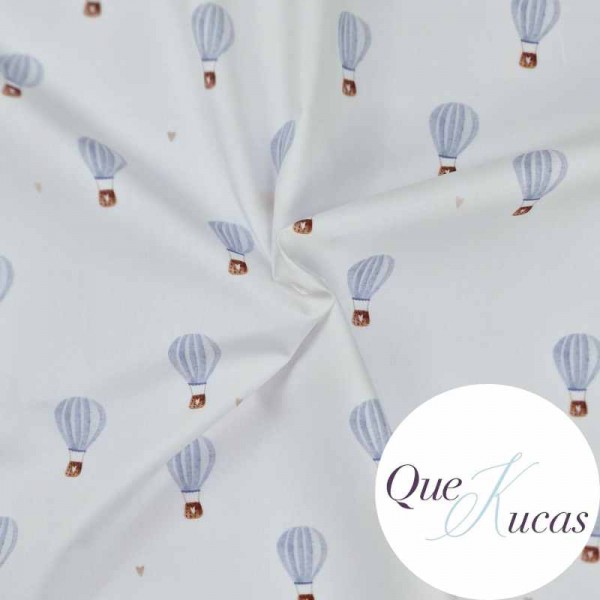 POPELÍN GLOBOS AZUL