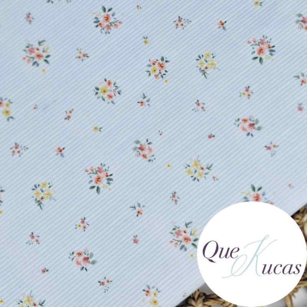 POPELÍN FLORES MARIELLA AZUL