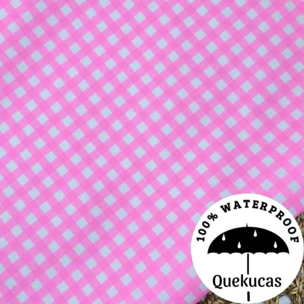 IMPERMEABLE VICHY CANVAS ROSA FLÚOR