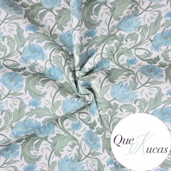 POPELÍN FLOR SIENA AZUL 2