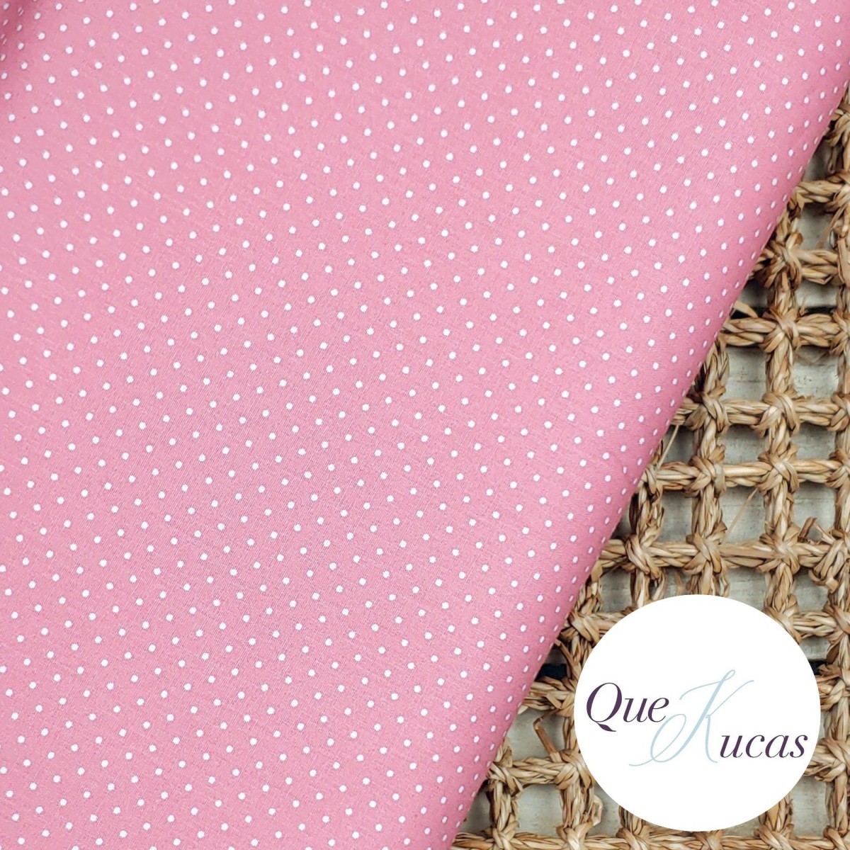 POPELÍN TOPOS ROSA COLORETE