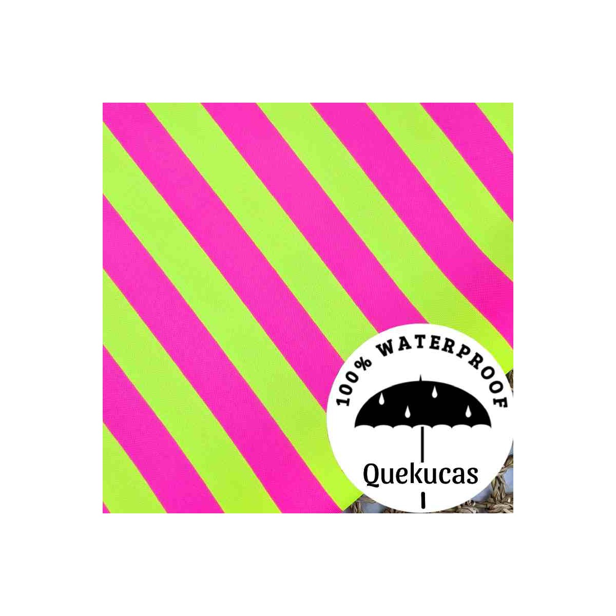 IMPERMEABLE CANVAS RAYAS MALIBÚ FLÚOR ROSA