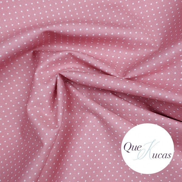 POPELÍN TOPOS ROSA COLORETE