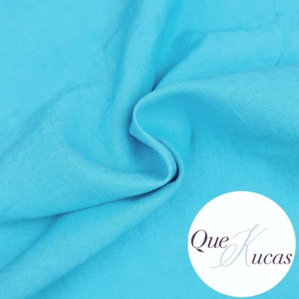100% LINO AZUL TURQUESA