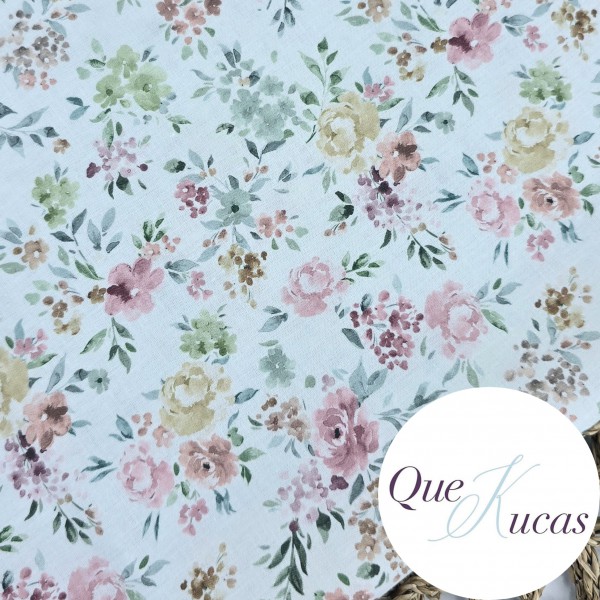 POPELÍN FLORES ACUARELA