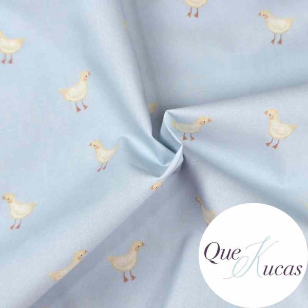 POPELÍN BABY DUCKS AZUL 2