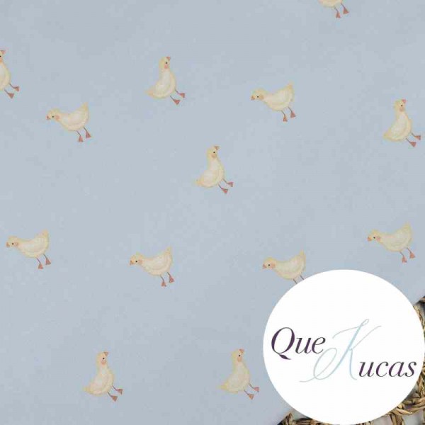 POPELÍN BABY DUCKS AZUL