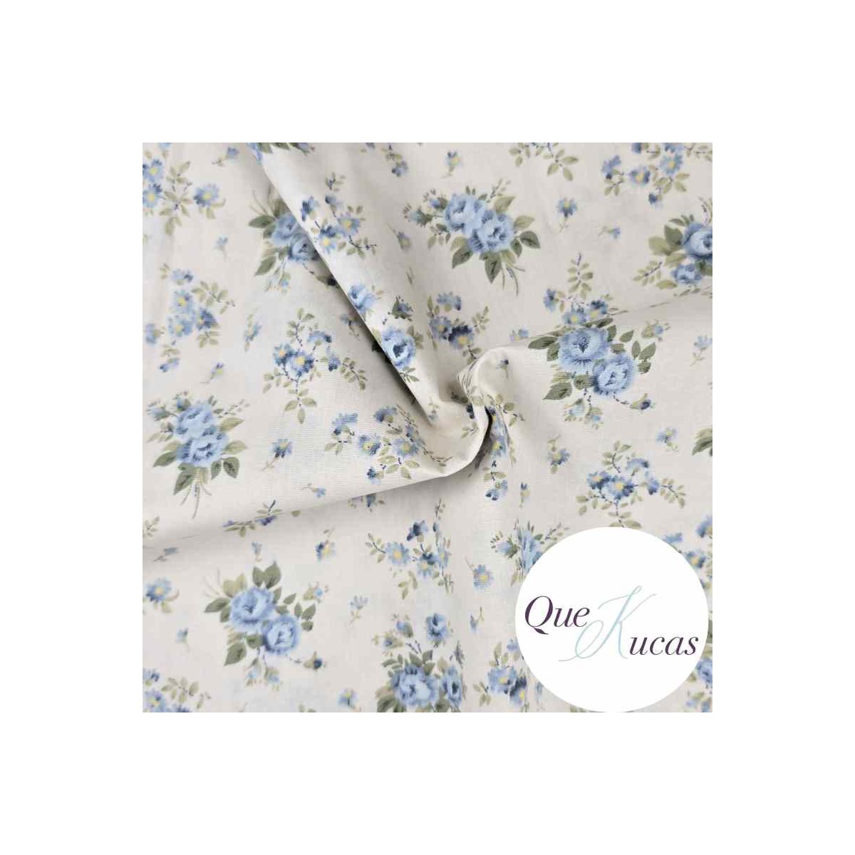 POEPLÍN FLORES VELHA AZUL