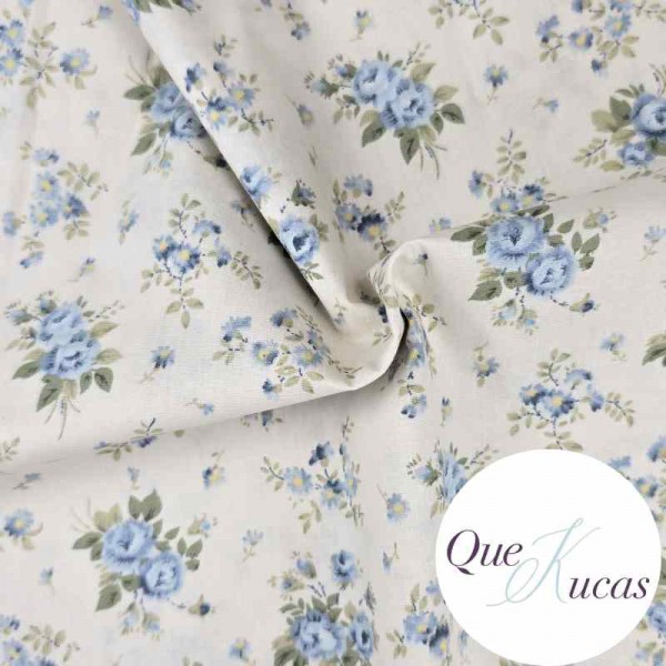 POEPLÍN FLORES VELHA AZUL