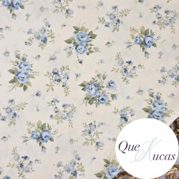 POEPLÍN FLORES VELHA AZUL