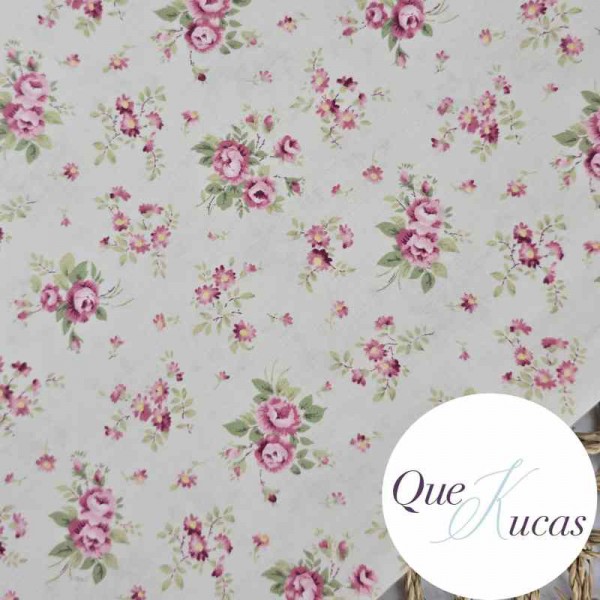 POPELÍN FLORES VELHA ROSA